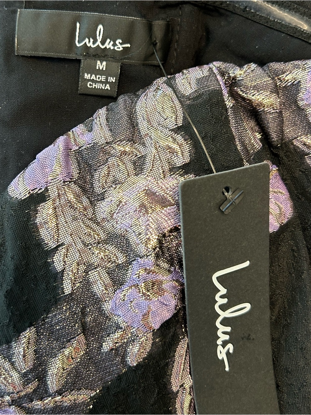 Lulus two piece invite list Floral Jacquard dark romance gothic glam dress NWT M - Picture 7 of 12